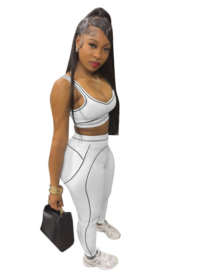 Fitness Women 2 Piece Set Sleeveless Tank Top Skinny Jogging Pants Matching Set 2025 Summer Popular Streetwear Sporty Tracksuits
