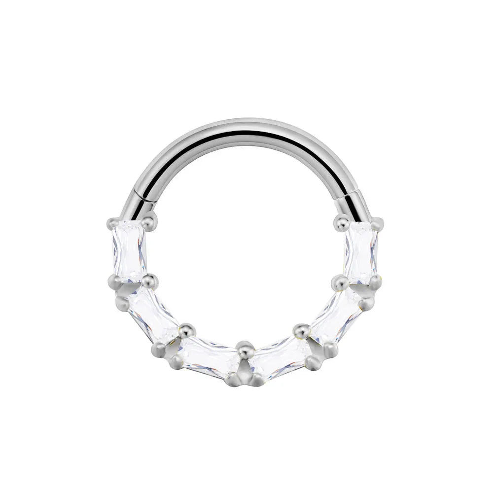 Flower Moon Heart Waterdrop Septum Piercing Daith Conch Tragus Hoop Earring Clicker Segment Nose Ring 316L Surgical Steel 16G A-Silver Color