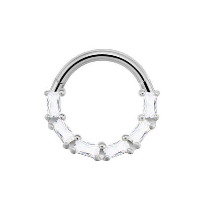 Flower Moon Heart Waterdrop Septum Piercing Daith Conch Tragus Hoop Earring Clicker Segment Nose Ring 316L Surgical Steel 16G A-Silver Color