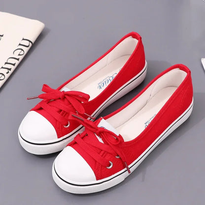 Canvas Small White Shallow Cut Summer Flat Sport Casual Ladies Soft Sneakers Platform Zapatillas De Mujer Tenis Women Luxury Red