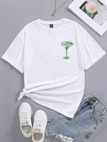 Martini Cocktail Women Funny T-Shirts Retro Alcohol Drink T Shirt Cotton Loose Cocktail Party Graphic Tees Unisex Casual Tops