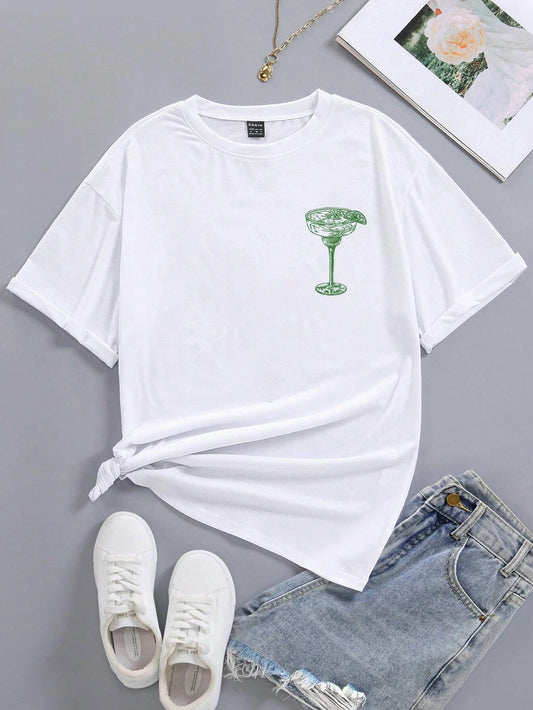 Martini Cocktail Women Funny T-Shirts Retro Alcohol Drink T Shirt Cotton Loose Cocktail Party Graphic Tees Unisex Casual Tops