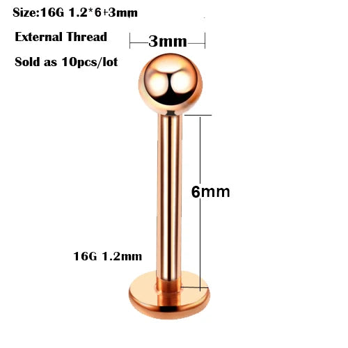 10Pcs/20Pcs/50Pcs G23 Titanium Labret Piercing Internal & External Design Lip Piercing Labret Stud Cartilage Helix Piercing Badiee Stylez