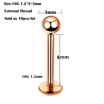 10Pcs/20Pcs/50Pcs G23 Titanium Labret Piercing Internal & External Design Lip Piercing Labret Stud Cartilage Helix Piercing Badiee Stylez