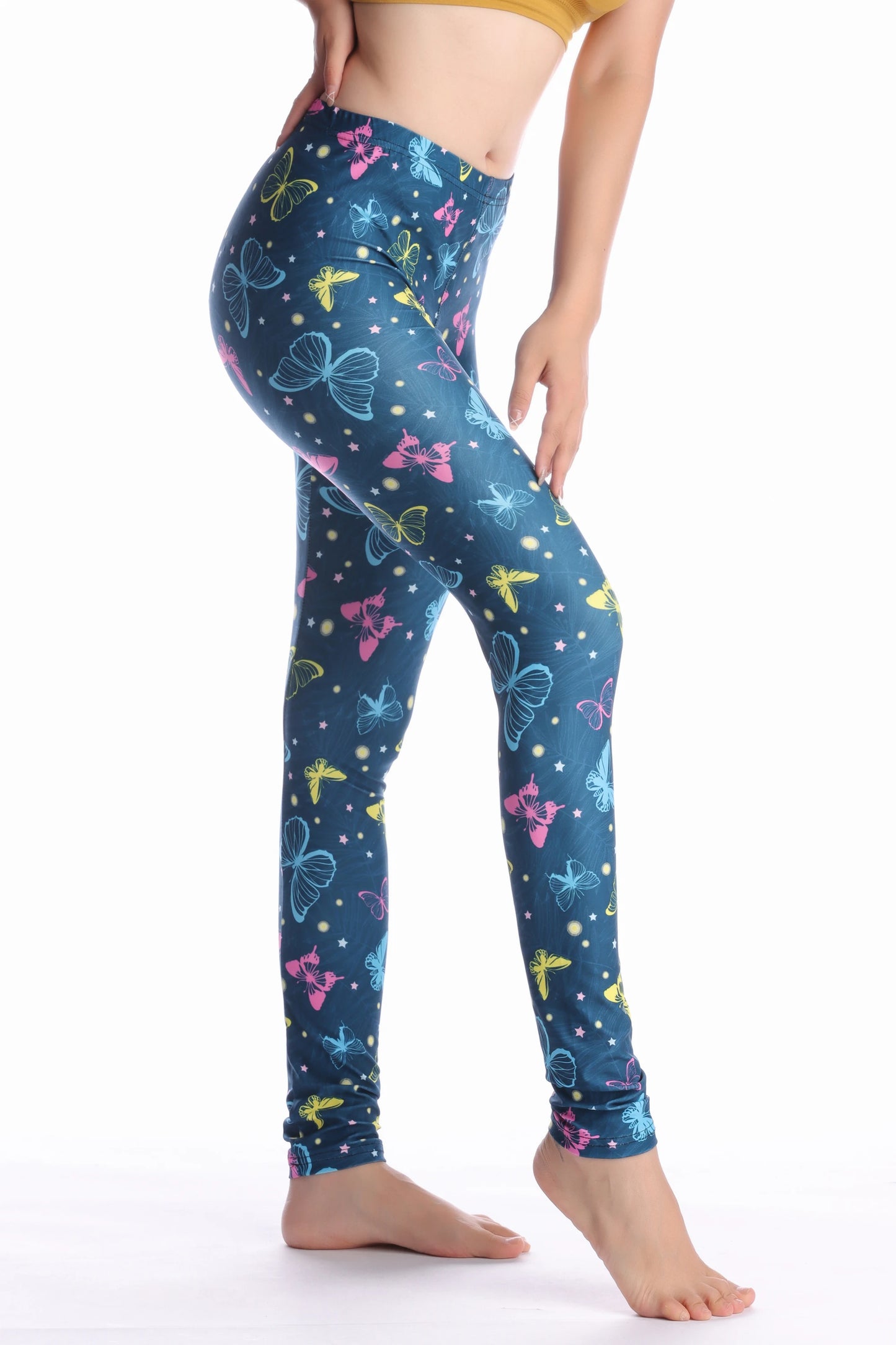 Women Leggings High Waist Cartoon Comic Beauty Print Trousers Soft Female Casual Elastic Pant