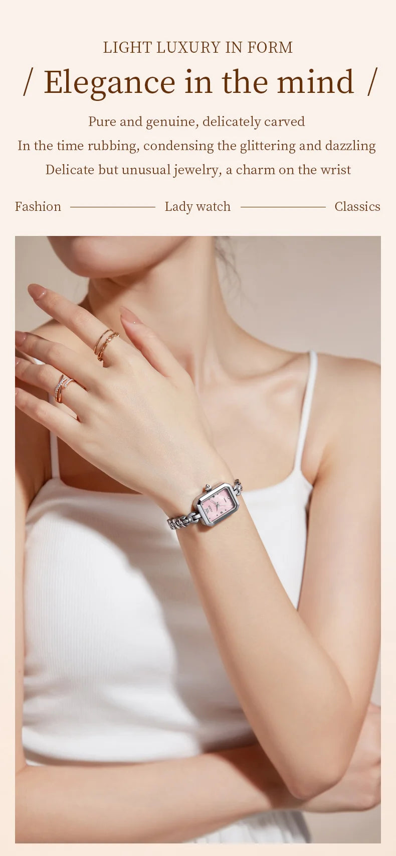 OLEVS 3665 Woman Watches Original Elegant Fashion Square Quartz Watch Chain Bracelet Ladies Watch Bracelet Gifts New Reloj Mujer