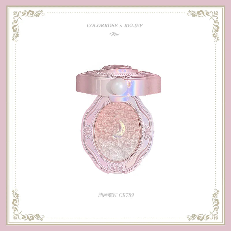 Colorrose Embossed Powder Blush Blue Genuine Nude Makeup Natural Party Blusher Shimmer Pearlescent Highlight Eyeshadow 789