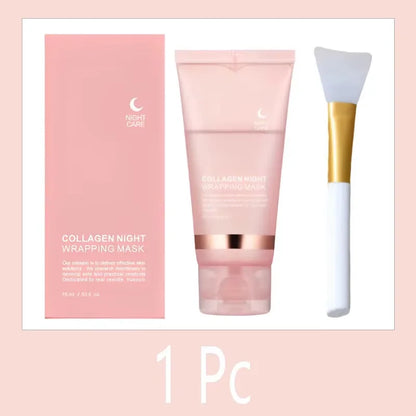 Collagen Overnight Wrapping Peel Off Facial Mask, Korean Collagen Night Wrapping Mask Deeply Hydrates Night Care Mask Cream 75ml 1 PC