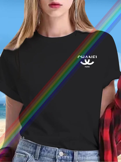 New alphabet Print Casual Graphic T-shirt Short sleeve Sports Women's T-shirt Unisex casual everyday wear Summer women's T-shirt TZ-783 (2) CHINA