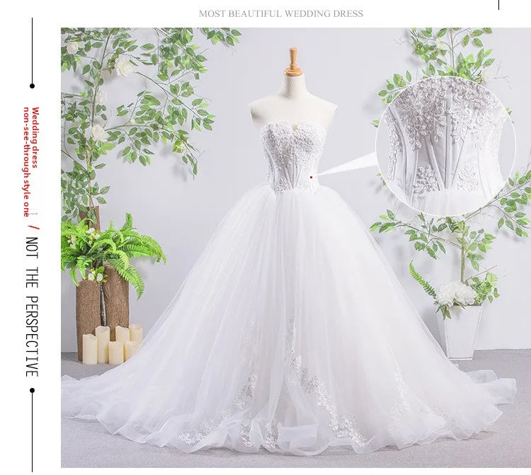 Strapless Wedding Dress 2025autumn New Style Elegant and Graceful Bride Slimming Palace Style Sexy Lace Puffy Dress Formal Dress Badiee Stylez