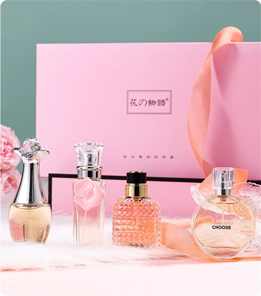 Brand Gift Box 4Pcs Set Perfume Women Parfum Femme 100ml Fresh Natural Floral Scent Spray Feminino Perfumes De Mujer Originales Badiee Stylez