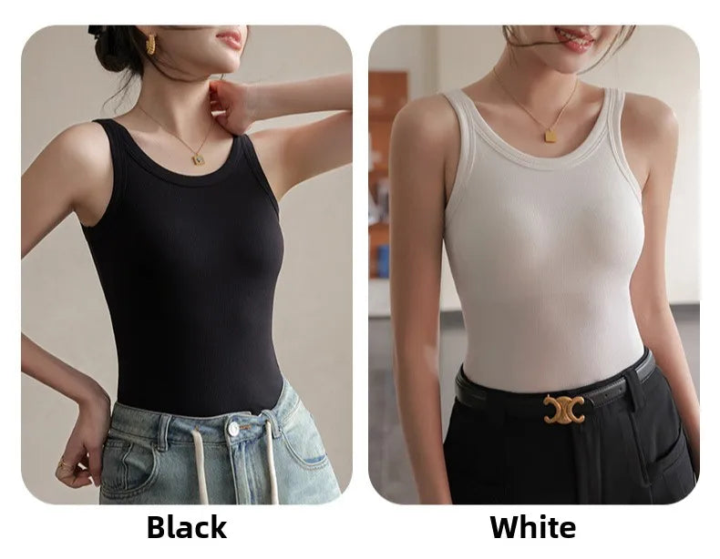 2025 Summer Women Strappy Tank Top Built-in Bra Seamless Wirefree Push Up Y2K Fashion Tube Top Innerwear Outerwear Hot Selling