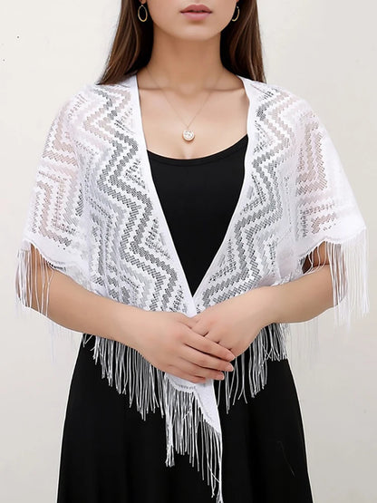 2024 White/Black Catholic Woman Spanish Style Lace Tassel Church Veil Head Covering Long Veil Floral Scarves Wedding Accessories Badiee Stylez