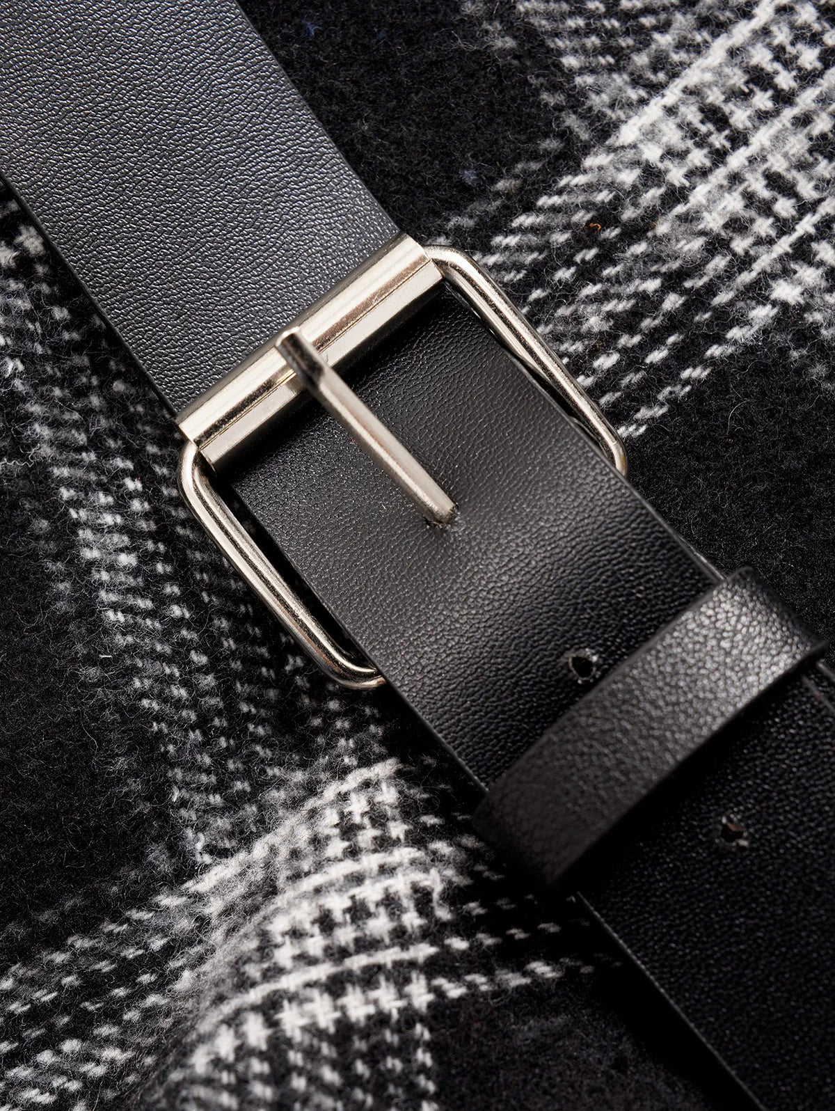 Dressfo Womens Asymmetic Hem Plaid Skirt Buckle Strap Detail Casual Midi A Line Dress Black Skirts 2024 New