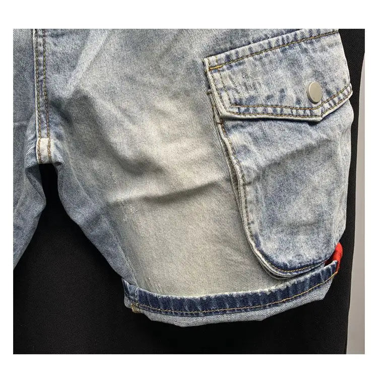 Summer 2023 New Luxury Men's Shorts Korean Style Streetwear Short Jeans with Designer Large Pockets Cargo Casual Denim Shorts