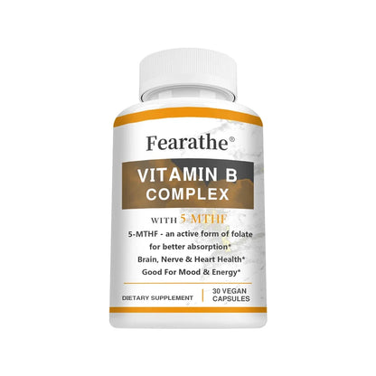 Vitamin B Complex Capsules, Containing Vitamins B1, B2, B3, B5, B6, B7, B9, B12, Help Enhance Energy and Immunity, Non-GMO 30 count-1 bottle