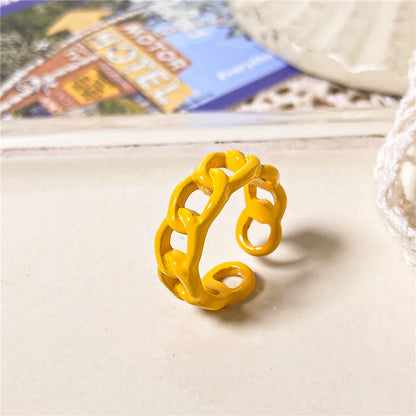 2022 Summer Colorful Ring Set Wholesale Fashion Geometric Chain Candy Color Irregular Opening Rings Women Party Finger Jewelry 5343901