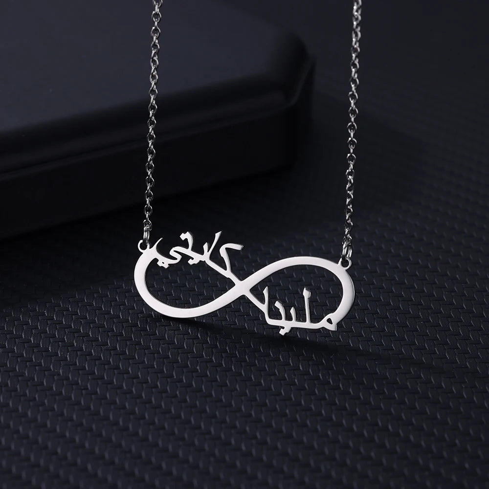 Custom Double Heart Two Names Infinity Necklaces For Women Stainless Steel Customized Necklace Pendant Personalized Jewelry Gift Badiee Stylez