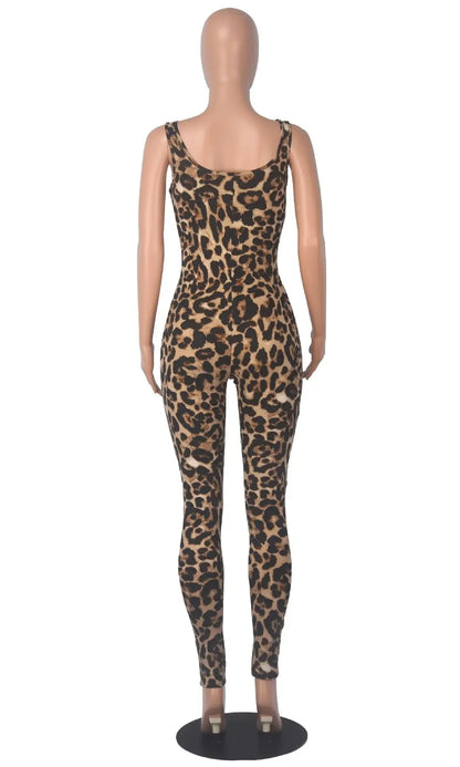 New Serpentine Leopard Print Y2k One Pieces Sleeveless Jumpsuit Fashion Clothes For Women Sexy Night Club Outfits Badiee Stylez
