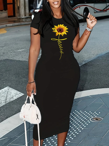 Summer black sexy dress women's classic QUEEN print casual slim fit short sleeved round neck T-shirt and nude long skirt