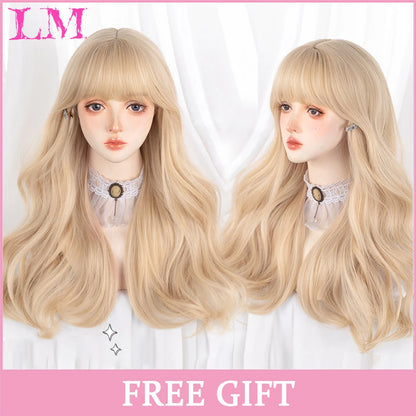 LM Long Silky Straight Synthetic Wigs with Bangs Black Cosplay Party Lolita Hair Wigs for Women Natural Heat Resistant Wig LIANGMO 12