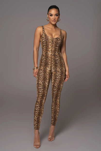 New Serpentine Leopard Print Y2k One Pieces Sleeveless Jumpsuit Fashion Clothes For Women Sexy Night Club Outfits Badiee Stylez