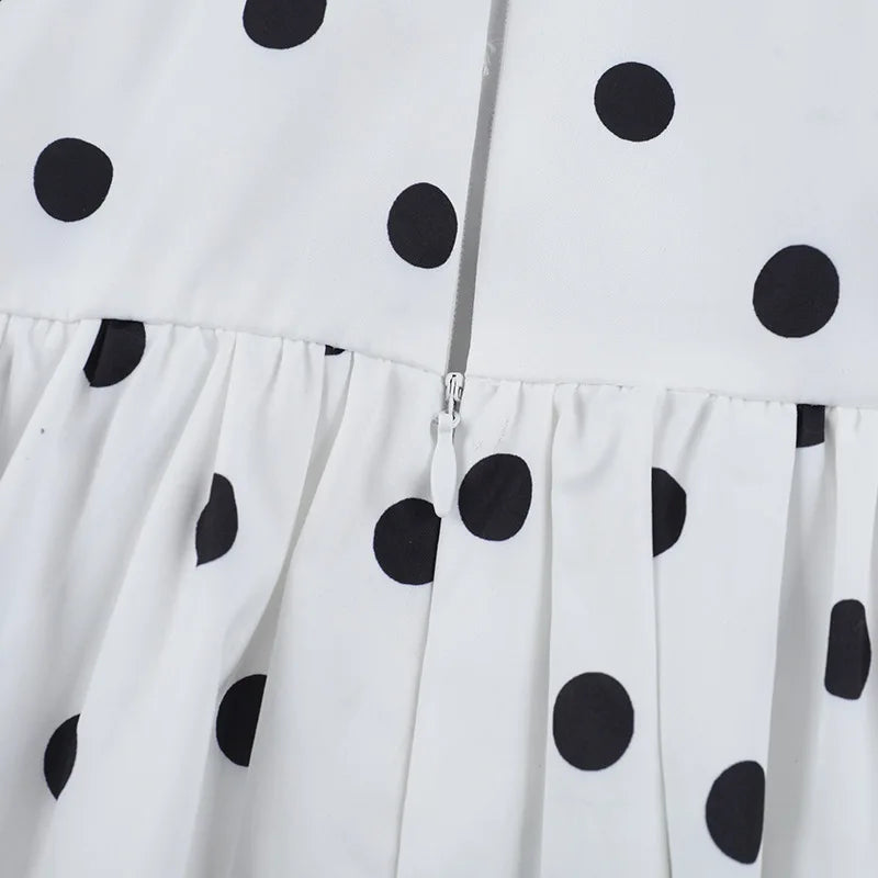 TARUXY Polka Dot Vacation Mini Dress For Women High Waist A-line Ball Gown Dress Sleeveless Halter Neck Female Summer Fashion