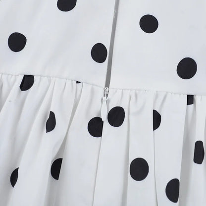 TARUXY Polka Dot Vacation Mini Dress For Women High Waist A-line Ball Gown Dress Sleeveless Halter Neck Female Summer Fashion