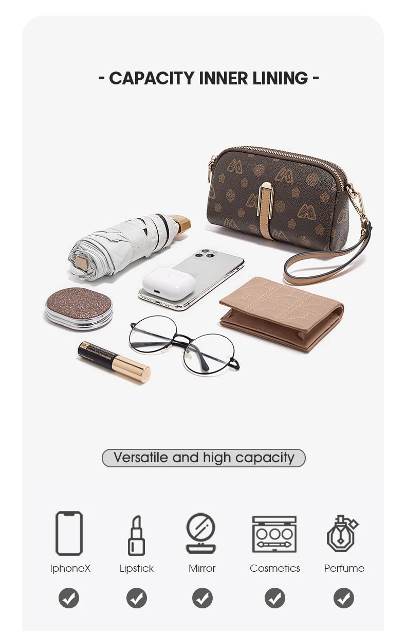 FOXER Women Small Crossbody Bag Shoulder Bag with Wrist Strap Lady Fashion Messenger Bag Mini High Quality Cellphone Purse