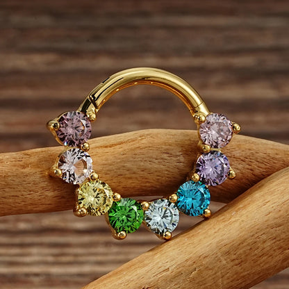 Right Grand ASTM F136 Titanium CZ Cartilage Hoop Earring 16G Septum Hoop Nose Ring Tragus Helix Daith Hinged Clicker Piercing