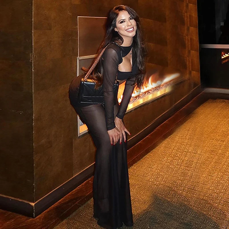 Hawthaw Women 2025 Spring Autumn Long Sleeve Crop Tops Long Pants Party Club Two Piece Sets Outfits Wholesale Items For Business