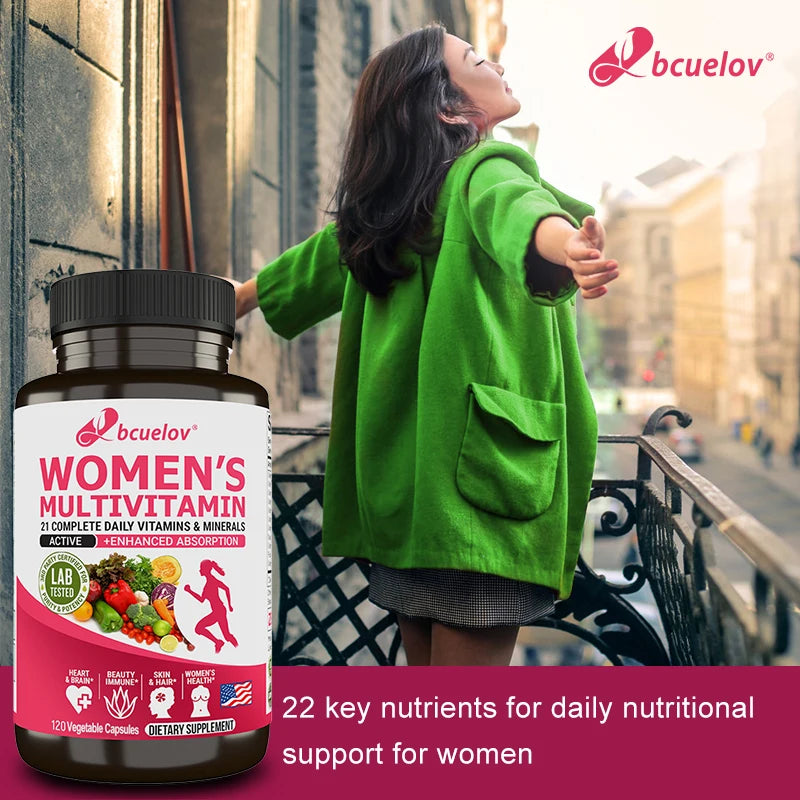 Women's Multivitamin, Supplements Vitamins A, C, D, E, Supports Bone Immune Health, and Is Beneficial for Calcium Absorption