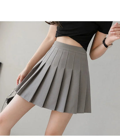 2024 Summer New High Waist Slimming Solid Color A-line Skirt Women's Fashion Sports Tennis Badminton Academy Style pleated skirt