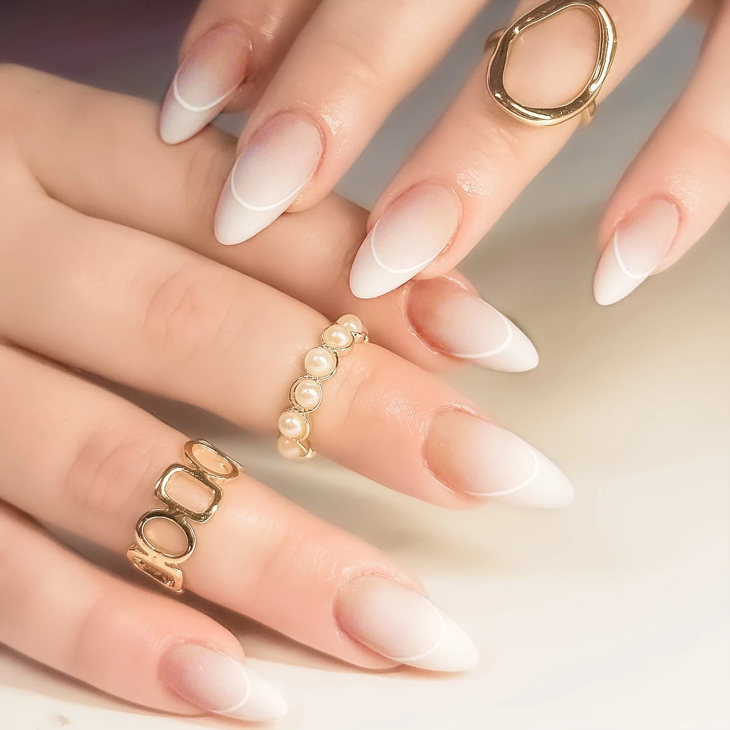 24pcs Black Gradients Long Paragraph Fashion Manicure Patch Reusable Adhesive False Nails Almond Fake Nails Press On Stiletto style12