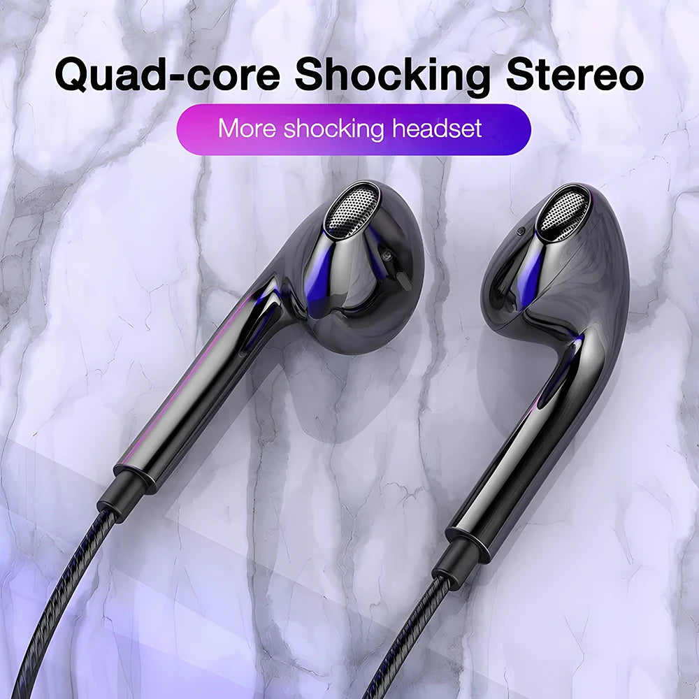 Type C Wired Earphones In Ear Headset Game 3.5mm Wired Headphones with Microphone Bass Stereo Earbuds In-line Control For Phones