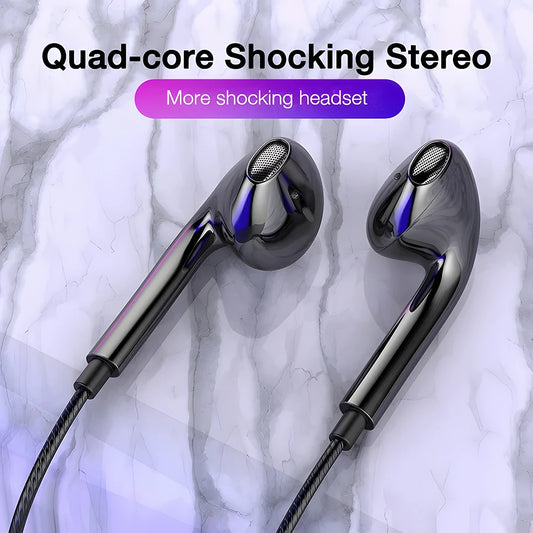 Type C Wired Earphones In Ear Headset Game 3.5mm Wired Headphones with Microphone Bass Stereo Earbuds In-line Control For Phones