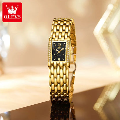 OLEVS 3700 Elegant Original Women Watches Quartz Watch Diamond Watch For Woman Square Watch Ladies Gifts New Reloj Mujer Black CHINA Yes