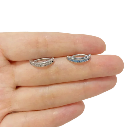 ASTM F136 Titanium PIERC Reverse Curved Clicker Navel Barbell Shiny CZ Sexy Belly Button Rings Bellybutton Sexy Piercing Jewelry