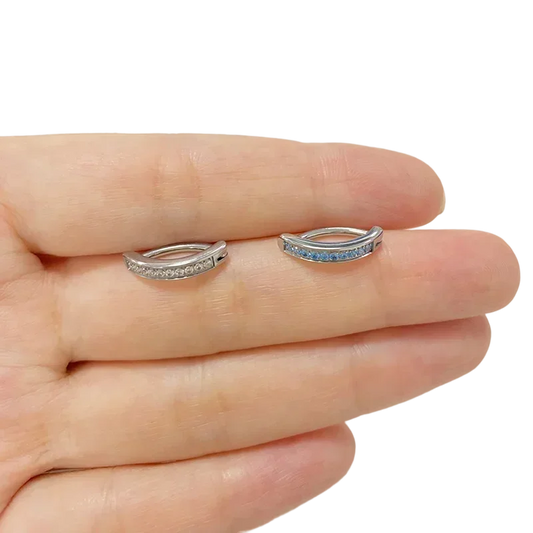 ASTM F136 Titanium PIERC Reverse Curved Clicker Navel Barbell Shiny CZ Sexy Belly Button Rings Bellybutton Sexy Piercing Jewelry