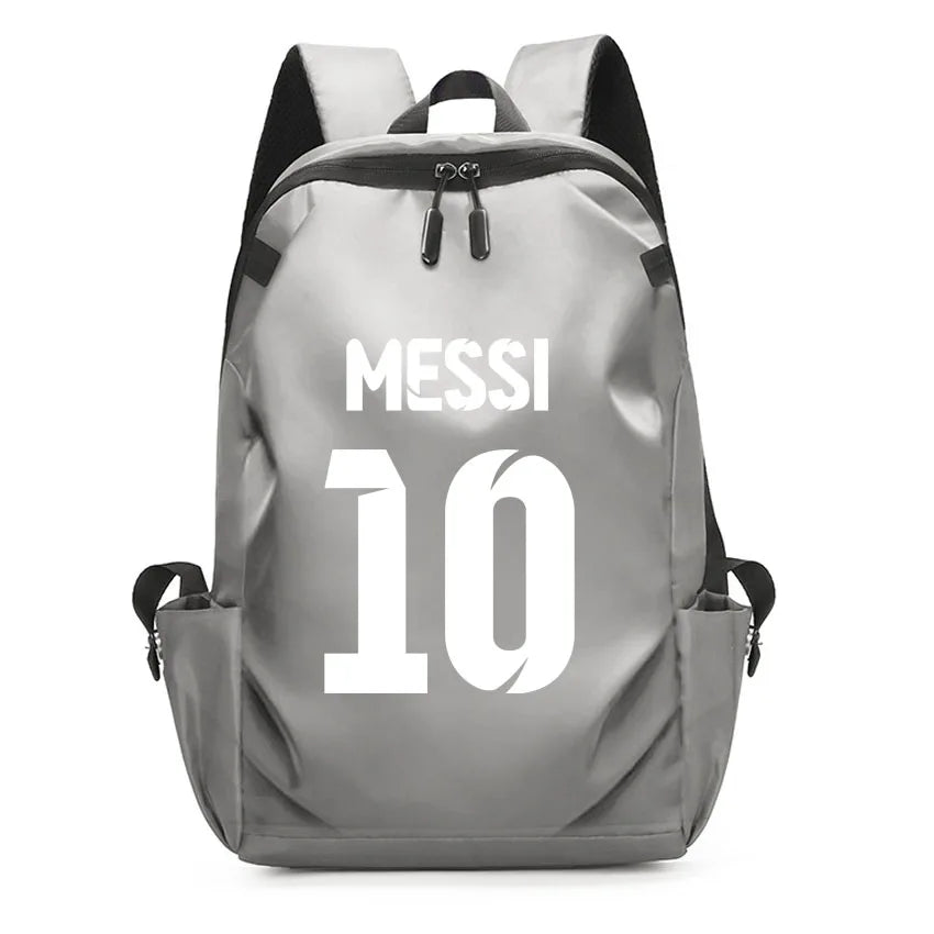 Football Super Stars MESSI Backpack Boy Girl Unisex College Student Backpack Women Men Laptop Teens Student USB Port Rucksack Grey B060