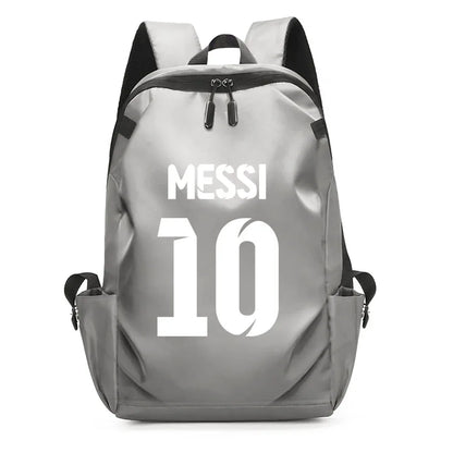 Football Super Stars MESSI Backpack Boy Girl Unisex College Student Backpack Women Men Laptop Teens Student USB Port Rucksack Grey B060