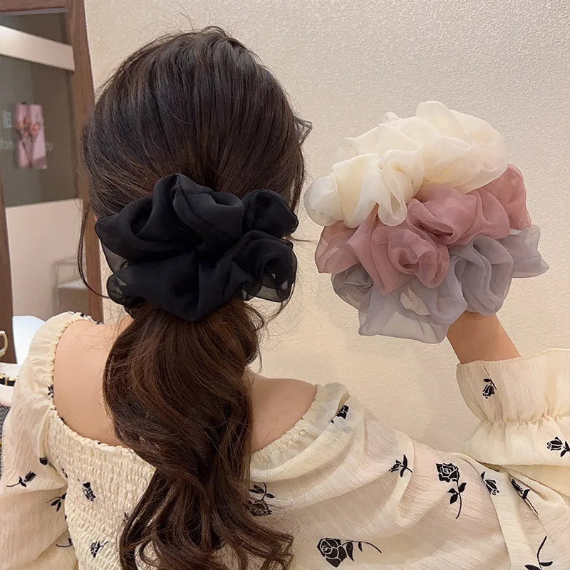Large Mesh Hair Rope for Women Simple and Fashiona Does Not Hurt The Hair Hair Rope Cute Girl High Ponytail Scrunchie