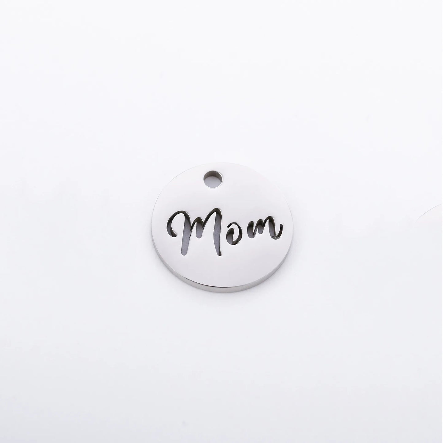 5pcs/Lot Making Mother's Day Unique Gift Pendants Stainless Steel Hollow Mom Letter Charms For Necklace Bracelet Accessories DIY DY672-1Silver Color