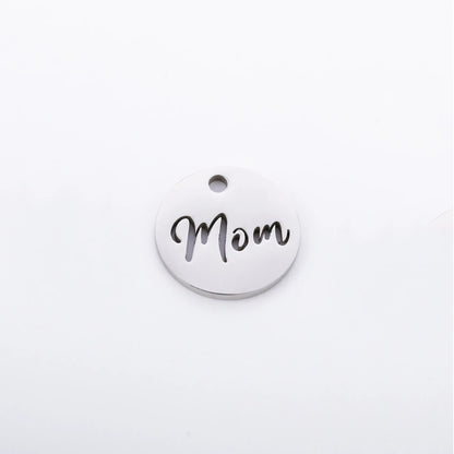 5pcs/Lot Making Mother's Day Unique Gift Pendants Stainless Steel Hollow Mom Letter Charms For Necklace Bracelet Accessories DIY DY672-1Silver Color