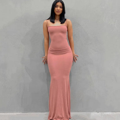 Y2K summer casual style Japanese and Korean casual women's suspender style collarless dress dress