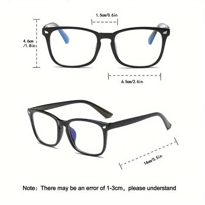 3pcs Lightweight PC Frames Minimalist Square Clear Lens Glasses - Blue Light Blocking, Full Frame, for Everyday & Casual Wear