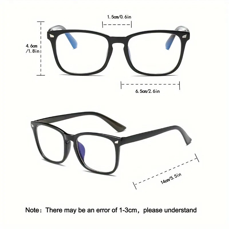 3pcs Lightweight PC Frames Minimalist Square Clear Lens Glasses - Blue Light Blocking, Full Frame, for Everyday & Casual Wear Badiee Stylez