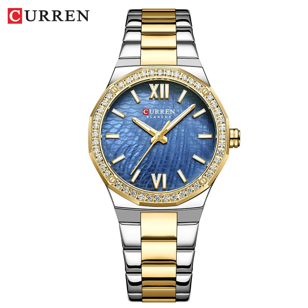 CURREN 2025 Casual Ladies Quartz Wrist Watch Luminous Bracelet Women Watch Clock Luxury Brand Design Women Montre Femme Reloj gold blue