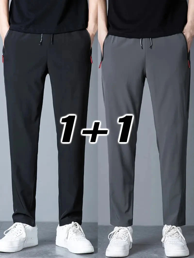 2 Pieces Men's Casual Pants Stretch Elastic Waist Jogger Korean Classic Blue Black Gray Male Brand Trousers Plus Size Badiee Stylez