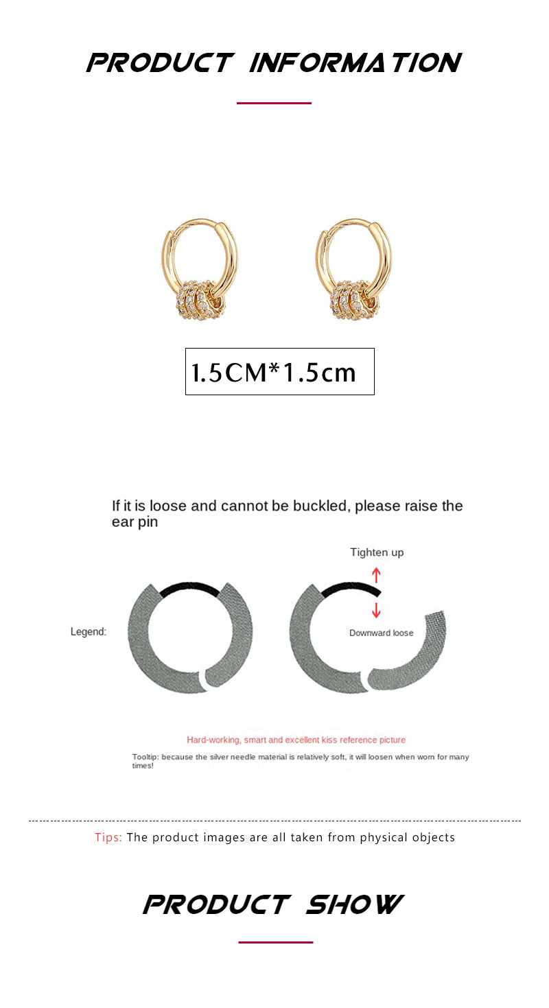 Trendy Gold Plated Geometric Gear Shape Circle Hoop Earrings for Women Girl Fashion Zircon Jewelry Buckle Type Badiee Stylez